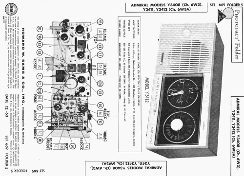 Y3412 'Balladier' Clock Radio Ch= 6W3A; Admiral brand (ID = 483834) Radio