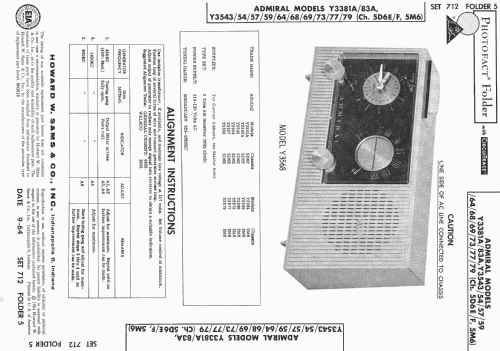 Y3554 Clock Radio Ch= 5D6E; Admiral brand (ID = 483336) Radio