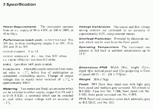 Twin Stabilised D.C. Supplies PP3R; Advance Electronics (ID = 550130) Equipment