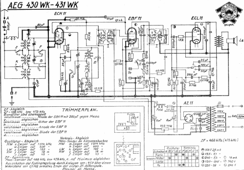 430WK; AEG Radios Allg. (ID = 812049) Radio