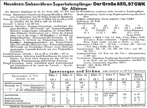 Der Große AEG 97GWK; AEG Radios Allg. (ID = 13238) Radio