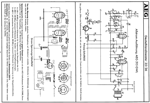 Deutschlandmeister 215GWL; AEG Radios Allg. (ID = 102027) Radio