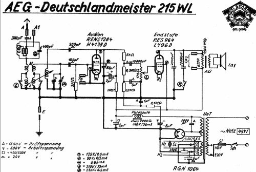 Deutschlandmeister 215WL; AEG Radios Allg. (ID = 812029) Radio