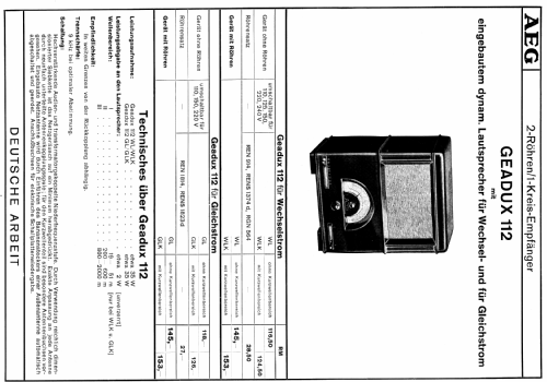 Geadux 112WL; AEG Radios Allg. (ID = 481166) Radio