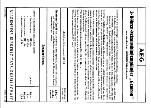 Geatron 3G/3bG; AEG Radios Allg. (ID = 2018574) Radio