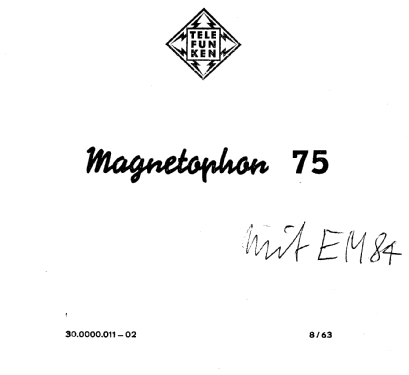 Magnetophon 75 de Luxe; AEG Radios Allg. (ID = 2571062) R-Player