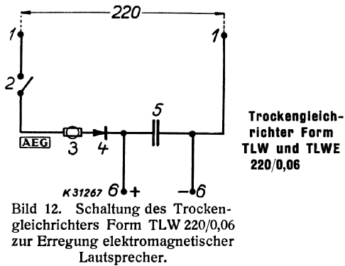 Trockengleichrichter TLW 220/0,06; AEG Radios Allg. (ID = 818717) Strom-V