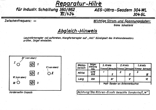 Ultra-Geadem 304GL ; AEG Radios Allg. (ID = 238180) Radio