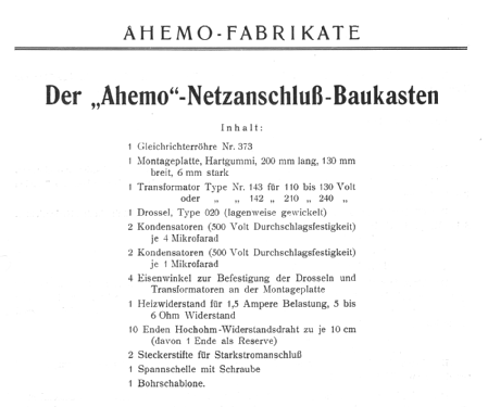 Ahemo-Netzanschluß-Baukasten ; Ahemo-Werkstätten; (ID = 2030355) Kit