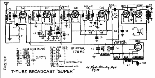 7 Tube Broadcast Super ; Air King Products Co (ID = 477758) Radio