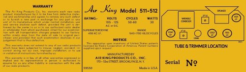 A-511 'Prince' Ch= 477; Air King Products Co (ID = 3046900) Radio