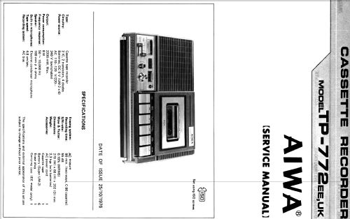 Cassette Recorder TP-772EE; Aiwa Co. Ltd.; Tokyo (ID = 1643875) Enrég.-R