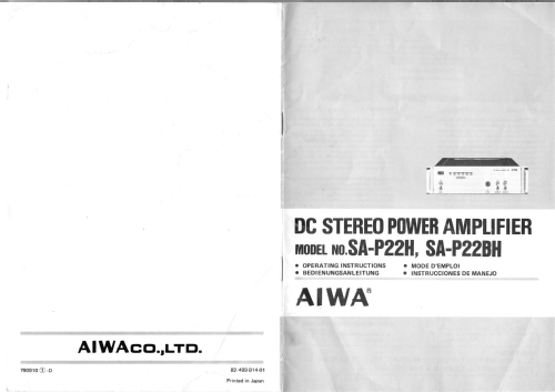 DC Stereo Power Amplifier SA-P22; Aiwa Co. Ltd.; Tokyo (ID = 2895603) Ampl/Mixer