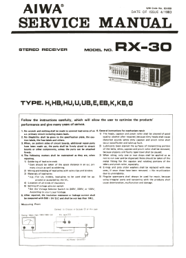 FM/MW/LW Stereo Receiver RX-30E; Aiwa Co. Ltd.; Tokyo (ID = 3192028) Radio