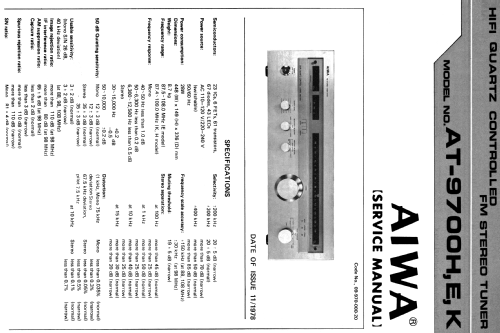 FM Stereo Tuner AT-9700; Aiwa Co. Ltd.; Tokyo (ID = 1651623) Radio