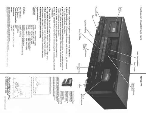 Stereo Cassette Deck AD-WX777; Aiwa Co. Ltd.; Tokyo (ID = 2031210) Reg-Riprod