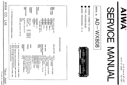 Stereo Double Cassette Deck AD-WX808; Aiwa Co. Ltd.; Tokyo (ID = 991294) R-Player