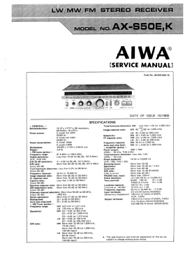 Stereo Receiver AX-S50; Aiwa Co. Ltd.; Tokyo (ID = 3025085) Radio