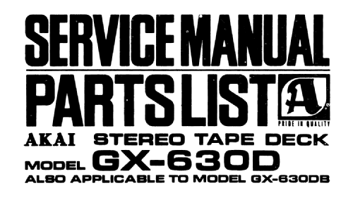 Stereo Tape Deck GX-630D; Akai Electric Co., (ID = 1632609) Enrég.-R