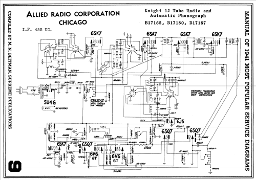 Knight 12 Tube Radio and Automatic Phonograph B17180; Allied Radio Corp. (ID = 1029334) Radio