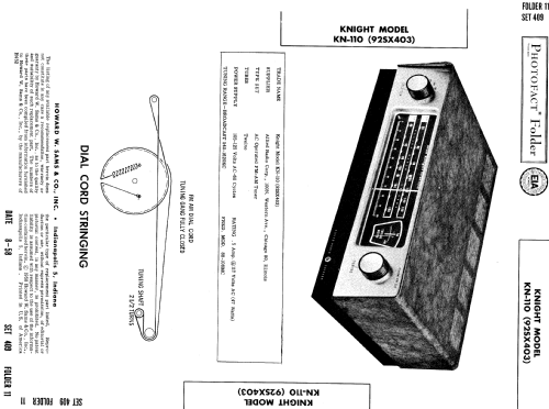 Knight KN-110 Ch= 92SX403; Allied Radio Corp. (ID = 802359) Radio