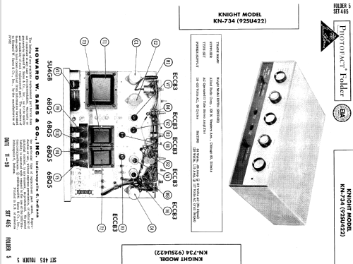 Knight Stereo Amplifier KN-734 Ch= 92SU422; Allied Radio Corp. (ID = 608897) Ampl/Mixer
