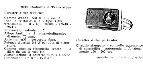 Radialba 6 Transistor 2010; Allocchio Bacchini (ID = 293979) Radio