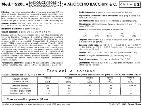 520F; Allocchio Bacchini (ID = 118748) Radio