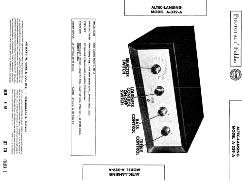 A-339A Melodist Amplifier ; Altec Lansing Corp.; (ID = 426188) Ampl/Mixer