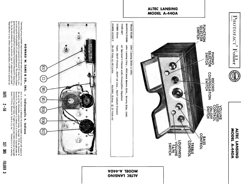 Audio Preamplifier-Equalizer A-440A; Altec Lansing Corp.; (ID = 426212) Ampl/Mixer