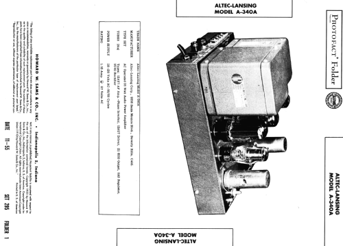 Power Amplifier A-340A; Altec Lansing Corp.; (ID = 2656544) Ampl/Mixer