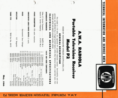 Marconi P2 Ch= 48-00 series; Amalgamated Wireless (ID = 2180610) Televisión