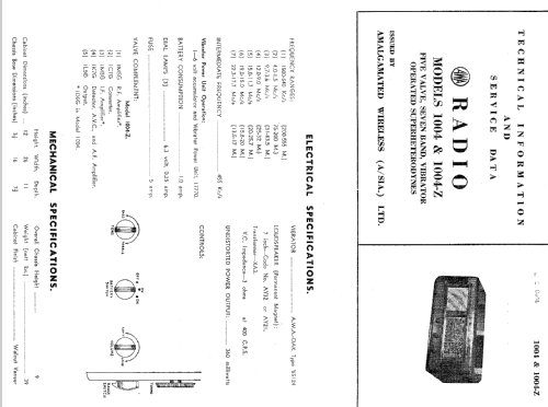 AWA 1004; Amalgamated Wireless (ID = 2346487) Radio
