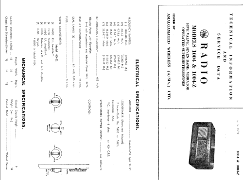 AWA 1004Z; Amalgamated Wireless (ID = 2346483) Radio