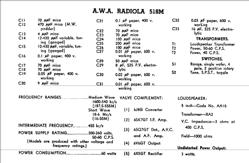 Radiola 518M; Amalgamated Wireless (ID = 886282) Radio