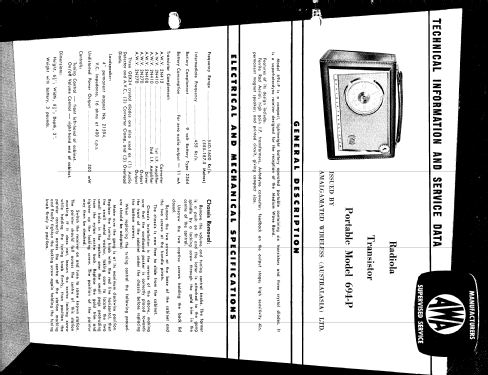 Radiola Transistor 6 694P; Amalgamated Wireless (ID = 680410) Radio