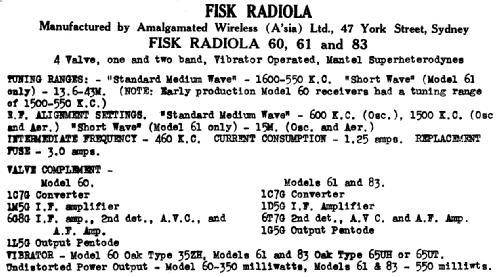 Radiola 83W Ch= 83; Amalgamated Wireless (ID = 764854) Radio