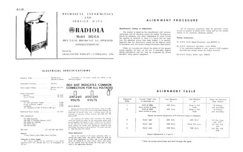 Radiolagram Consolegram 582GA; Amalgamated Wireless (ID = 2213446) Radio