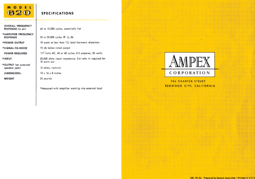 Portable Amplifier-Speaker 620; Ampex; San Carlos, (ID = 475417) Ampl/Mixer