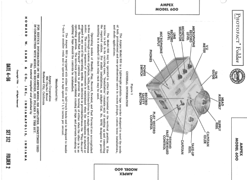 Portable Tape recorder 600; Ampex; San Carlos, (ID = 2129812) R-Player