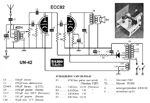 Eenkringer met dubbeltriode UN-42; Amroh NV Radio (ID = 1344684) Radio