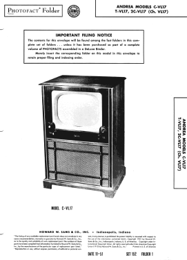 C-VL17 Ch= VL17; Andrea Radio Corp.; (ID = 2984352) Television