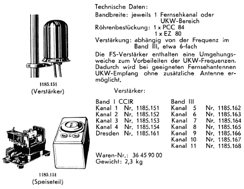 Antennen-Mastverstärker AMV1 1185.151; Antennenwerke Bad (ID = 1704771) HF-Verst.