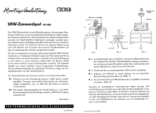 UKW-Zimmerantenne 1187.609; Antennenwerke Bad (ID = 364936) Antenna