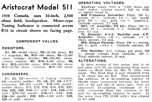 Aristocrat 511; Electrical Specialty (ID = 1931823) Radio