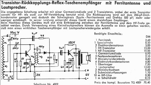 Reflex-Taschenempfänger TG4009; ARLT Radio (ID = 944615) Kit