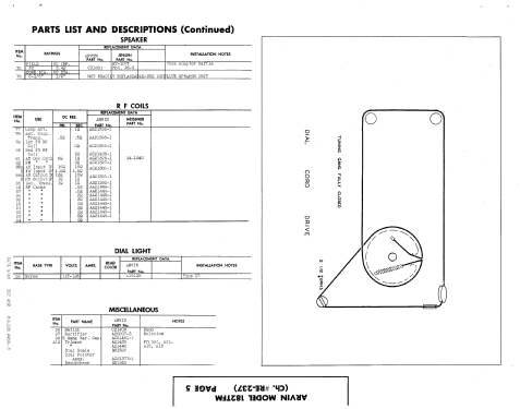182TFM Ch= RE-237; Arvin, brand of (ID = 437835) Radio