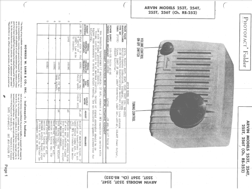 254T Ch= RE-252; Arvin, brand of (ID = 1462547) Radio