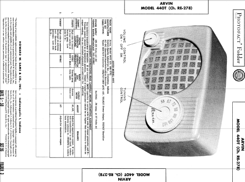 440T Ch= RE-278; Arvin, brand of (ID = 431816) Radio