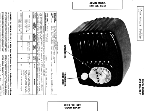 442 Ch= RE-91; Arvin, brand of (ID = 951667) Radio